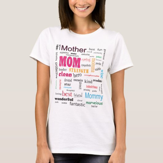 Prachtige beste moeder Word Cloud T-Shirt (Voorkant)