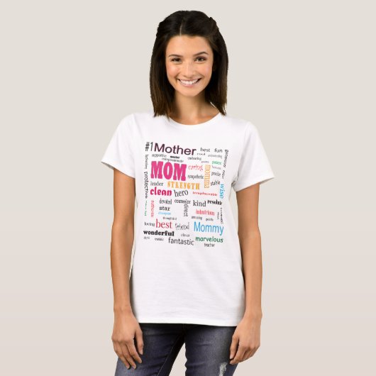 Prachtige beste moeder Word Cloud T-Shirt (Voorkant volledig)