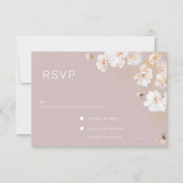 Prachtige betoverde wilde bloemen blozen bruiloft RSVP kaartje
