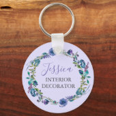 Prachtige bezetting Paarse Floral Wreath Sleutelhanger (Achterkant)