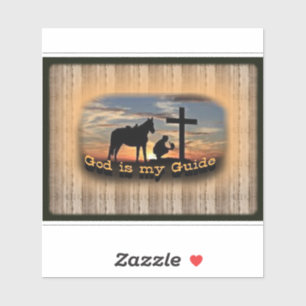 Prachtige biddende cowboy en kruis sticker