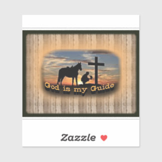 Prachtige biddende cowboy en kruis sticker