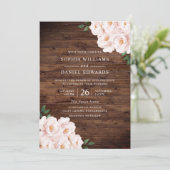 Prachtige bijtende bleekroze legante bruiloft kaart (Staand voorkant)