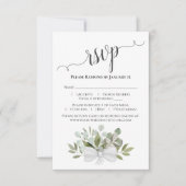 Prachtige bijtende eucalyptus en groene bruiloft RSVP kaartje (Voorkant)