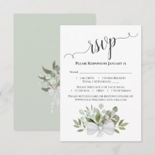 Prachtige bijtende eucalyptus en groene bruiloft RSVP kaartje