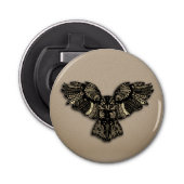 Prachtige bijtende oowl button flesopener (Voorkant)