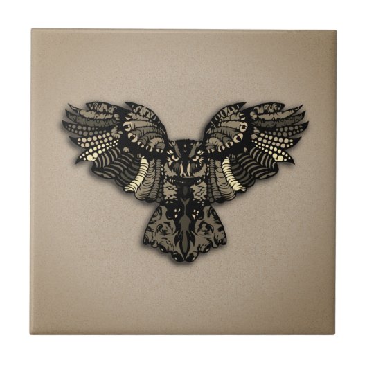 Prachtige bijtende oowl tegeltje (Voorkant)