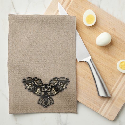 Prachtige bijtende oowl theedoek (Quarter Fold)