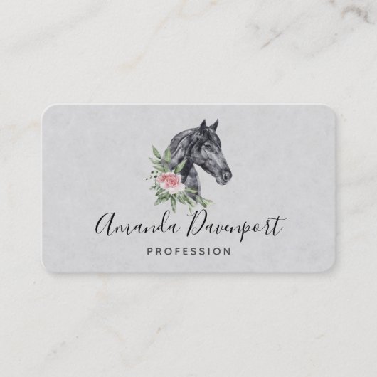 Prachtige Black Horse Head Portrait Waterverf Bus Visitekaartje (Voorkant)