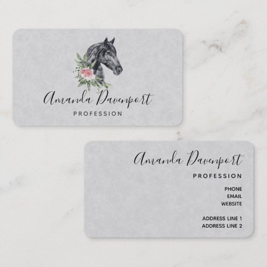 Prachtige Black Horse Head Portrait Waterverf Bus Visitekaartje (Voorkant / Achterkant)