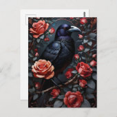 Prachtige Black Raven Roos tuin Briefkaart (Voorkant / Achterkant)