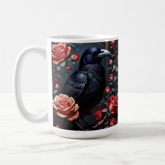Prachtige Black Raven Roos tuin Koffiemok (Links)