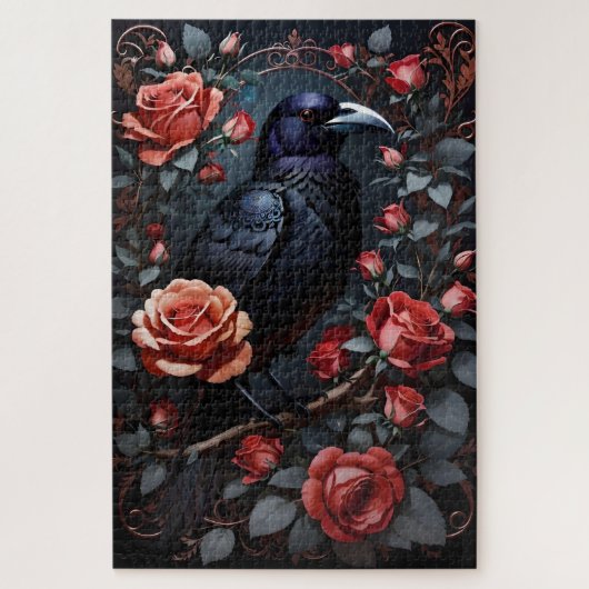 Prachtige Black Raven Roos tuin Legpuzzel (Verticaal)