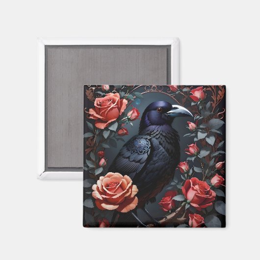 Prachtige Black Raven Roos tuin Magneet (Voorkant / Achterkant)