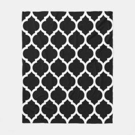 Prachtige Black White Moroccan Quatrefoil Pattern Fleece Deken