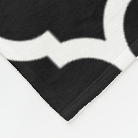 Prachtige Black White Moroccan Quatrefoil Pattern Fleece Deken (Hoek)