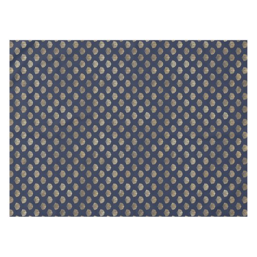 Prachtige Blauw en Metallic Gouden Shell Home Deco Tafelkleed (Voorkant (Horizontaal))