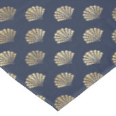 Prachtige Blauw en Metallic Gouden Shell Home Deco Tafelkleed (Gekanteld)
