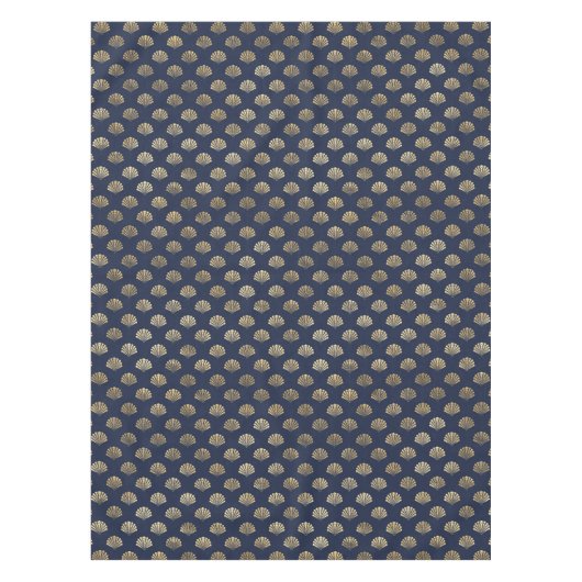 Prachtige Blauw en Metallic Gouden Shell Home Deco Tafelkleed (Voorkant)