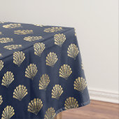 Prachtige Blauw en Metallic Gouden Shell Home Deco Tafelkleed (Voorbeeld)