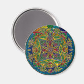 Prachtige Blauw, Groen Geel Mandala Magnet (Voorkant / Achterkant)