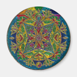 Prachtige Blauw, Groen Geel Mandala Magnet