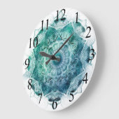 Prachtige blauw/groene Mandala klok (Hoek)