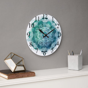 Prachtige blauw/groene Mandala klok