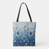 Prachtige  Blauw Tropisch Hawaiiaans Bloemig Tote Bag (Achterkant)