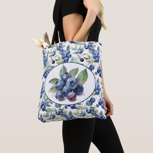 Prachtige blauwbes waterverf kunst tote bag (Dichtbij)