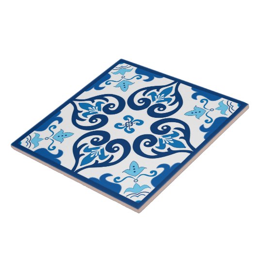 💙 prachtige blauwe Azulejos III XXL patroon Ceram Tegeltje (Zijkant)