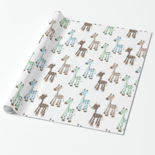 Prachtige blauwe Baby Giraffe Cadeaupapier