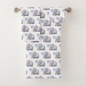Prachtige blauwe Baby shower Elephants Nursery Bad Handdoek (Insitu)