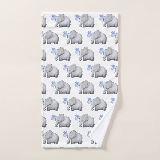 Prachtige blauwe Baby shower Elephants Nursery Bad Handdoek (Handdoek)