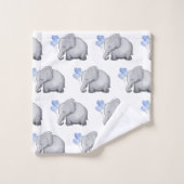 Prachtige blauwe Baby shower Elephants Nursery Bad Handdoek (Wasdoekje)