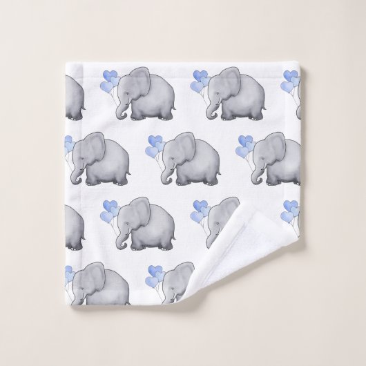 Prachtige blauwe Baby shower Elephants Nursery Bad Handdoek (Wasdoekje)