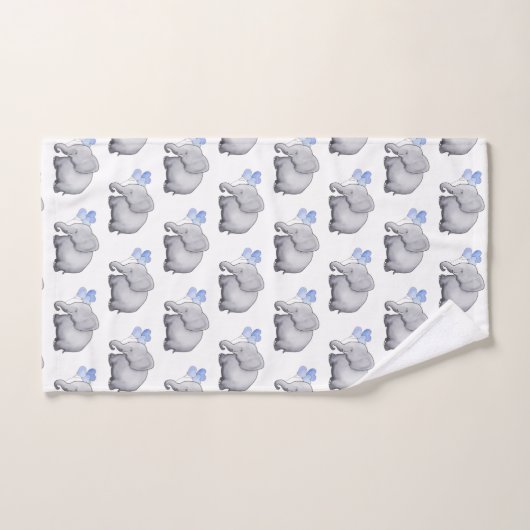 Prachtige blauwe Baby shower Elephants Nursery Bad Handdoek (Handdoek)