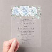 Prachtige blauwe bloemen bruiloft acryl uitnodigingen (Insitu (Draagbaar))