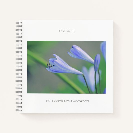 Prachtige Blauwe Bloemen Create Notitieboek (Voorkant)