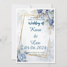 Prachtige Blauwe Bloemen met Gouden Accent Framing Kaart