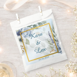 Prachtige Blauwe Bloemen met Gouden Accentlijst  Bedankzakje