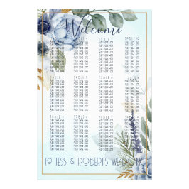 Prachtige blauwe bloemen met gouden zithoek foto afdruk