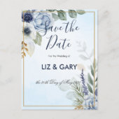 Prachtige Blauwe Bloemen Red het Date Briefkaart (Voorkant)