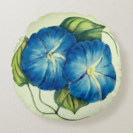 Prachtige blauwe bloemen rond kussen