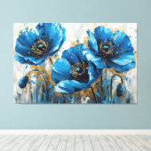 Prachtige Blauwe Bloemen Schilderij – Levendige Bl Canvas Afdruk (Insitu (Houten vloer))