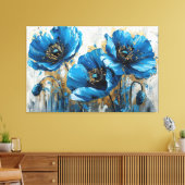 Prachtige Blauwe Bloemen Schilderij – Levendige Bl Canvas Afdruk (Insitu (Woonkamer))