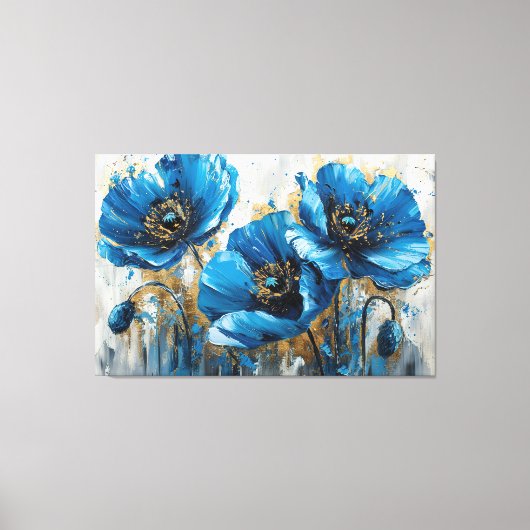 Prachtige Blauwe Bloemen Schilderij – Levendige Bl Canvas Afdruk (Voorkant)