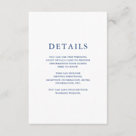 Prachtige blauwe bloemenbruiloft gastgegevens informatiekaartje