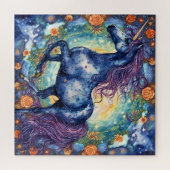 Prachtige blauwe eenhoorn legpuzzel (Horizontaal)