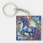 Prachtige blauwe eenhoorn sleutelhanger (voorkant)